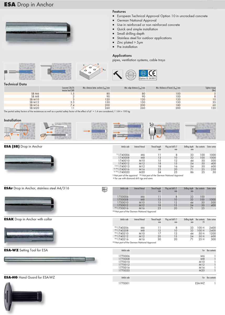 Drop In Anchors PMH Supplies Ltd